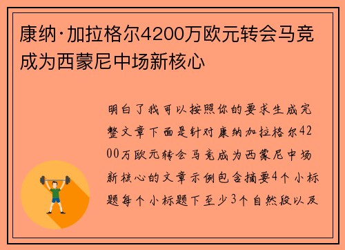 康纳·加拉格尔4200万欧元转会马竞 成为西蒙尼中场新核心